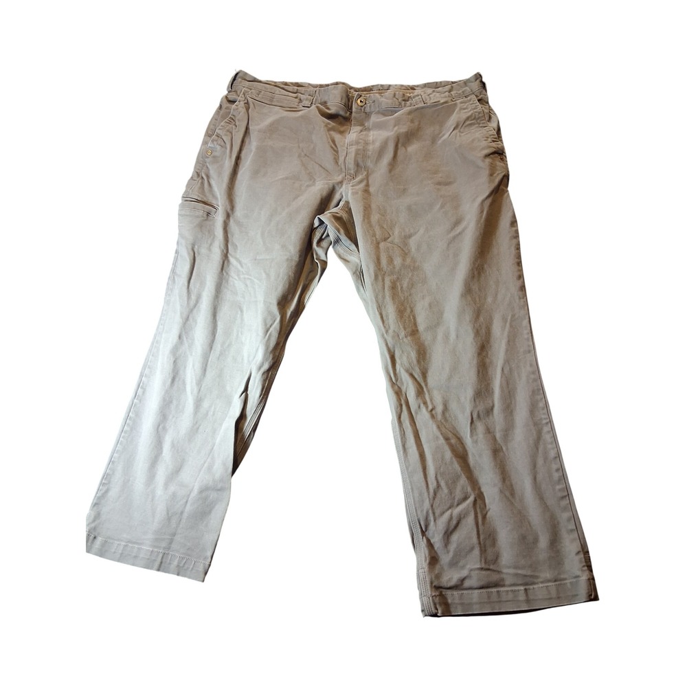 Duluth Trading Co Flex Ballroom Khakis Mens 42x28 Gray Work Pants Straight Leg